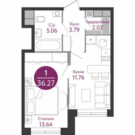 Квартира 36,5 м², 1-комнатная - изображение 1