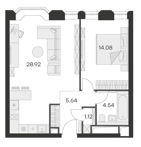 54,3 м², 1-комнатные апартаменты 33 123 000 ₽ - изображение 1