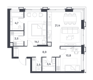 75 м², 2-комнатная квартира 34 190 776 ₽ - изображение 23