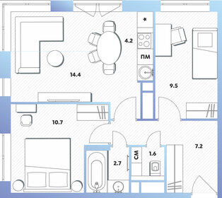 Квартира 48,9 м², 2-комнатная - изображение 1