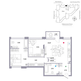74,7 м², 3-комнатные апартаменты 21 000 000 ₽ - изображение 135