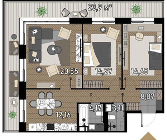 77,8 м², 3-комнатные апартаменты 38 475 580 ₽ - изображение 112