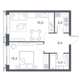 Квартира 42,7 м², 1-комнатная - изображение 1