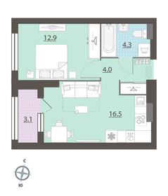 46 м², 1-комнатная квартира 6 990 000 ₽ - изображение 93