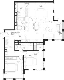 Квартира 134,3 м², 3-комнатная - изображение 1