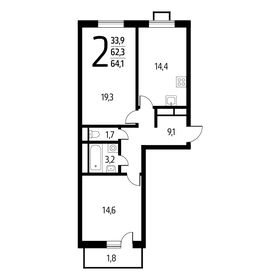 70,6 м², 2-комнатная квартира 13 900 000 ₽ - изображение 103