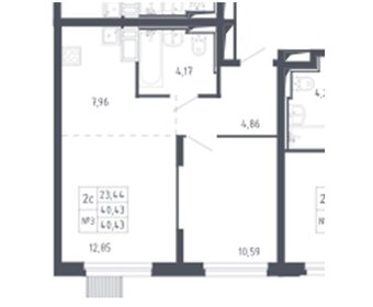 Квартира 40,4 м², 2-комнатная - изображение 1