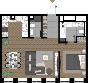 Квартира 55,7 м², 1-комнатные - изображение 1