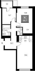 Квартира 66,7 м², 2-комнатная - изображение 1