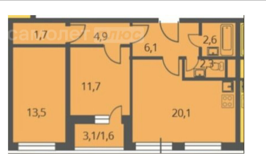 65 м², 2-комнатная квартира 10 800 000 ₽ - изображение 1