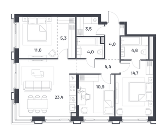 86,4 м², 3-комнатная квартира 42 932 160 ₽ - изображение 61