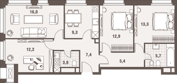 114,5 м², 3-комнатная квартира 30 000 000 ₽ - изображение 98