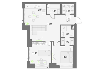 61,2 м², 2-комнатные апартаменты 26 000 000 ₽ - изображение 137