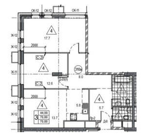 76 м², 3-комнатная квартира 16 000 000 ₽ - изображение 52