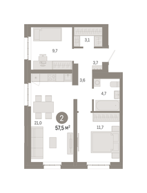 52,4 м², 2-комнатная квартира 19 596 552 ₽ - изображение 17