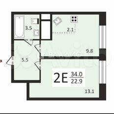 Квартира 34 м², 2-комнатная - изображение 1