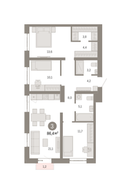 84,4 м², 3-комнатная квартира 22 990 000 ₽ - изображение 122