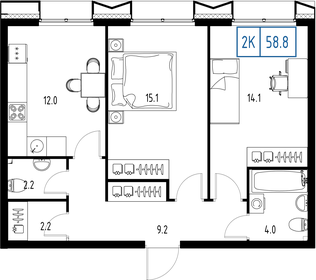 58,8 м², 2-комнатная квартира 21 595 292 ₽ - изображение 65