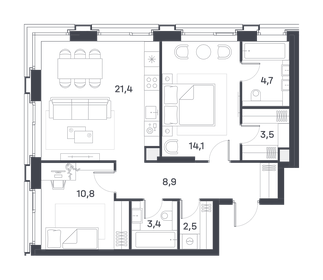 69,3 м², 2-комнатная квартира 28 696 874 ₽ - изображение 66