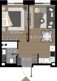 44,7 м², 1-комнатные апартаменты 18 700 000 ₽ - изображение 174
