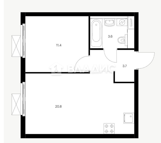 40 м², 1-комнатная квартира 12 699 999 ₽ - изображение 1