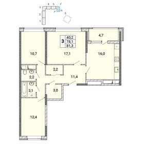Квартира 81,8 м², 3-комнатная - изображение 1