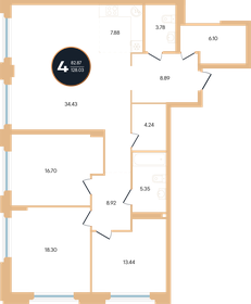 Квартира 128 м², 4-комнатная - изображение 1
