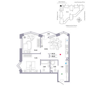 Квартира 59,7 м², 3-комнатная - изображение 1