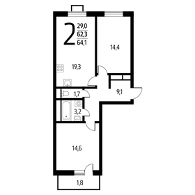 64,1 м², 2-комнатная квартира 14 198 150 ₽ - изображение 64