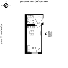 Квартира 32,3 м², студия - изображение 1
