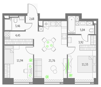 64,6 м², 2-комнатная квартира 36 500 000 ₽ - изображение 117