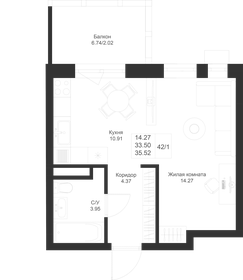Квартира 35,5 м², студия - изображение 1