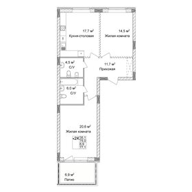 Квартира 77,1 м², 2-комнатная - изображение 1