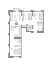 80 м², 3-комнатная квартира 24 997 000 ₽ - изображение 96