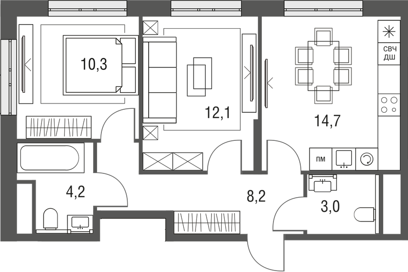 52,4 м², 2-комнатная квартира 19 596 552 ₽ - изображение 18