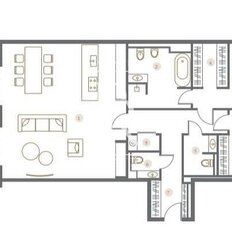 Квартира 124 м², 3-комнатная - изображение 2
