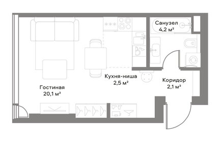 Квартира 29 м², студия - изображение 2