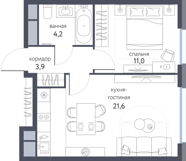 40,7 м², 2-комнатная квартира 15 089 606 ₽ - изображение 19