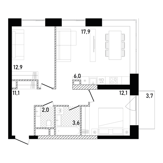 66,6 м², 2-комнатная квартира 50 097 320 ₽ - изображение 1