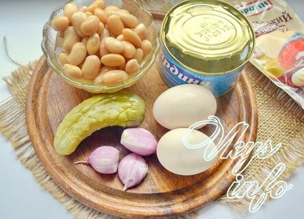 Салат с рыбными консервами и фасолью ингредиенты