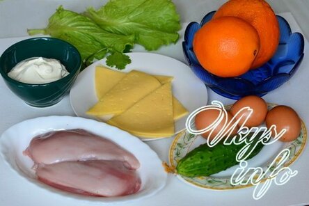 Салат с курицей в апельсиновых корзиночках ингредиенты
