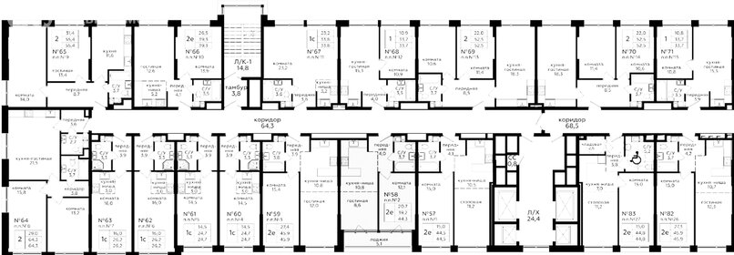 Квартира 46 м², 2-комнатные - изображение 1