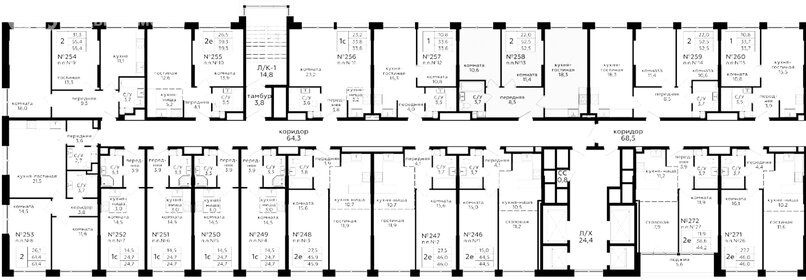 Квартира 46 м², 2-комнатные - изображение 1