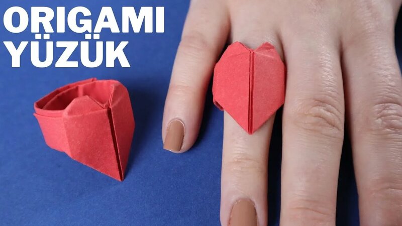 Origami Kalpli Yüzük Yapımı / Kağıttan Kalpli Yüzük Nasıl Yapılır?