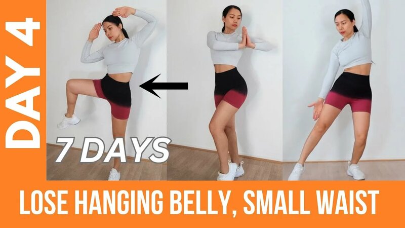 Lose hanging lower belly fat get small waist standing workout no jumping squats lunges