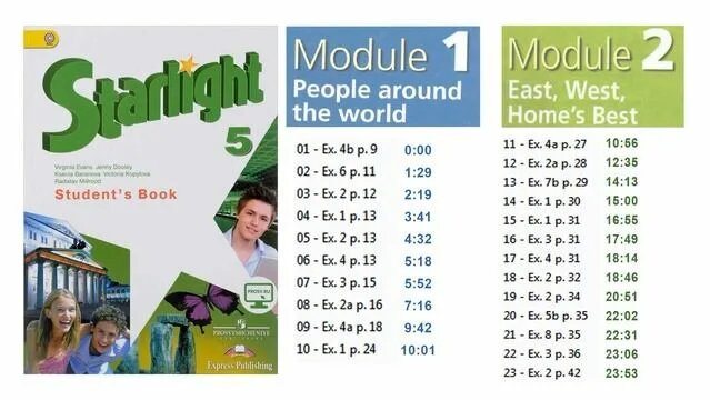 Starlight 5 класс. Module 1. Module 2. Student's book. Аудио к учебнику ...