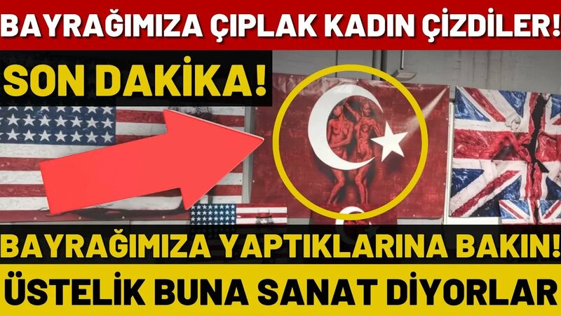 Türk Bayrağı Üzerine Çıplak Kadın Resmi Çizip Satışa Sundular!