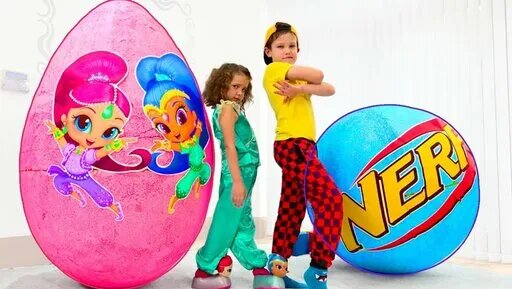 Гигантское яйцо с игрушками для мальчиков и Шиммер и Шайн куклы для ...