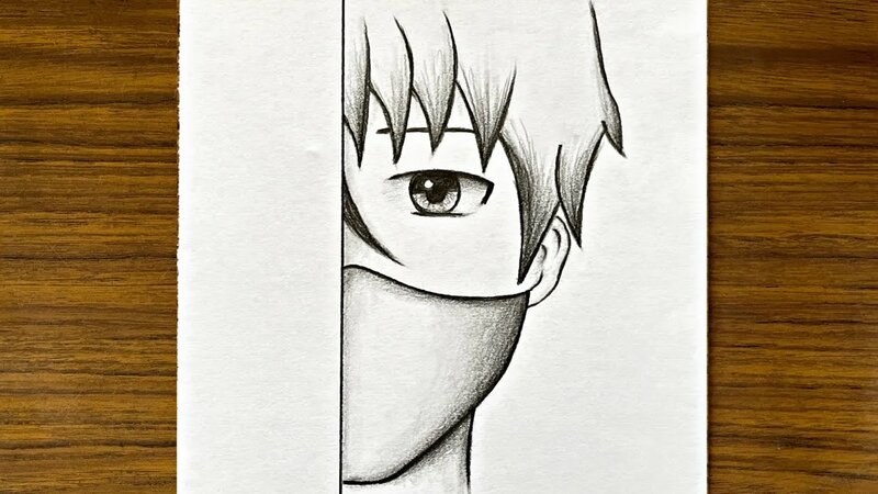 Easy anime drawing  how to draw anime boy wearing a mask 