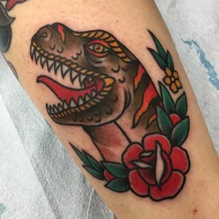 T-Rex Tattoo T rex tattoo, Tattoos, Old school tattoo